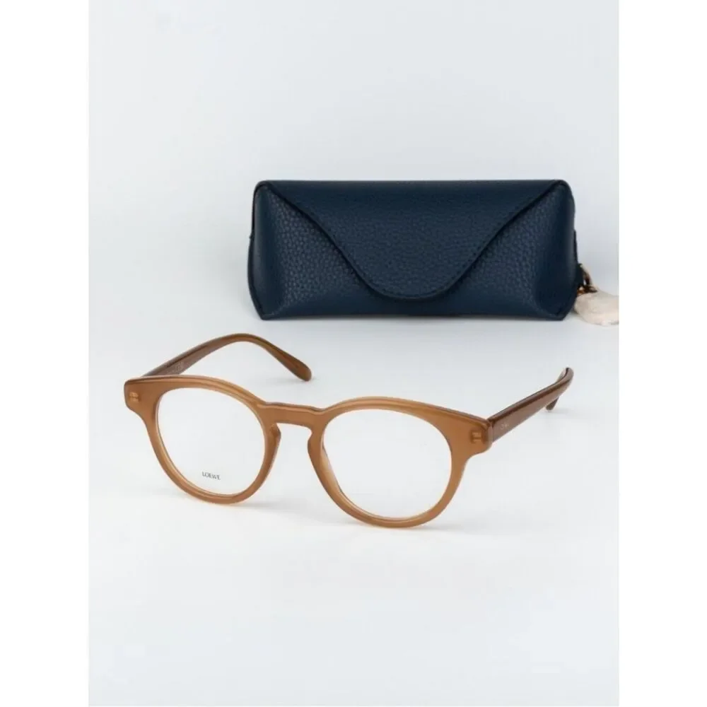 Loewe Women Eyeglasses Brown Round LW50085I SLIM 047 NEW AUTHENTIC